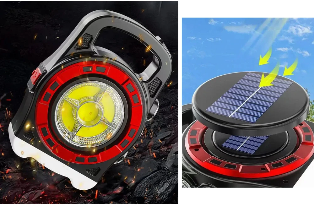 Nešiojama saulės lempa su LED ir akumuliatoriumi HB-6678C