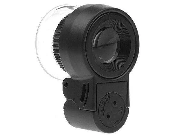 Juvelyrinė lupa su LED ir UV apšvietimu, 45x, 21 mm