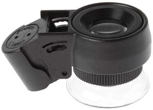 Juvelyrinė lupa su LED ir UV apšvietimu, 45x, 21 mm