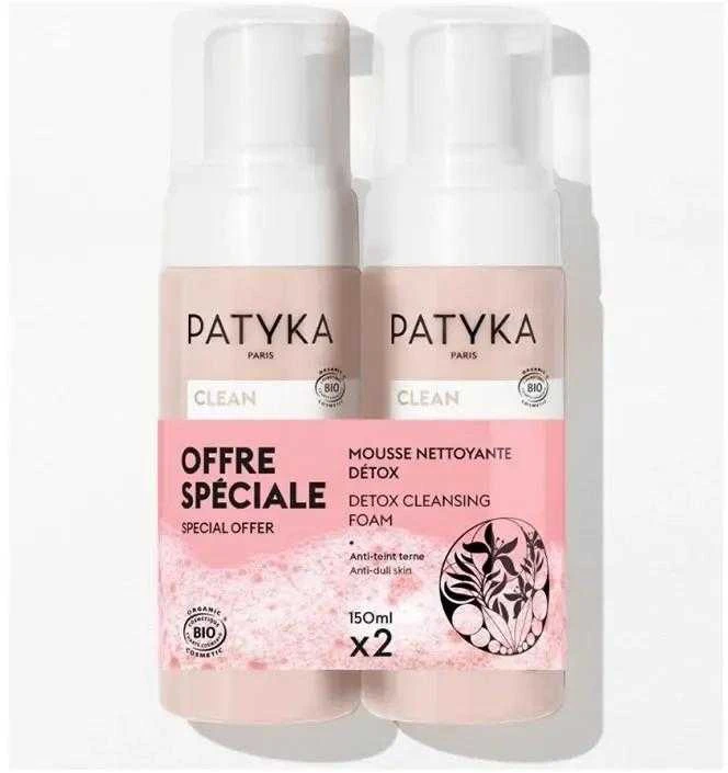 detoksikuojančios prausimosi putos Patyka Mousse Nettoyante Detox 2x 150ml