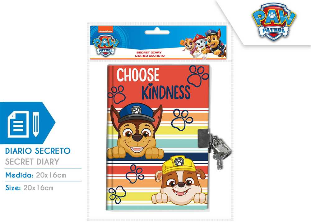 Kids Euroswan - Akcesoria licencyjne Paw Patrol dienoraštis su spynelė