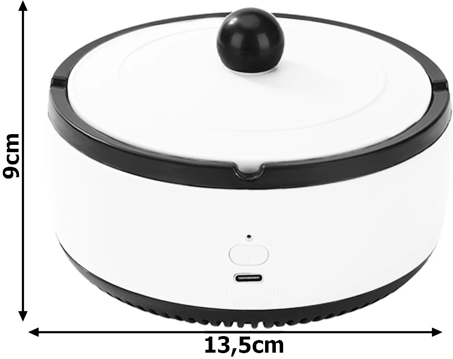 Automobilinė peleninė su oro valytuvu, 500mAh akumuliatorius, 13,5x7 cm