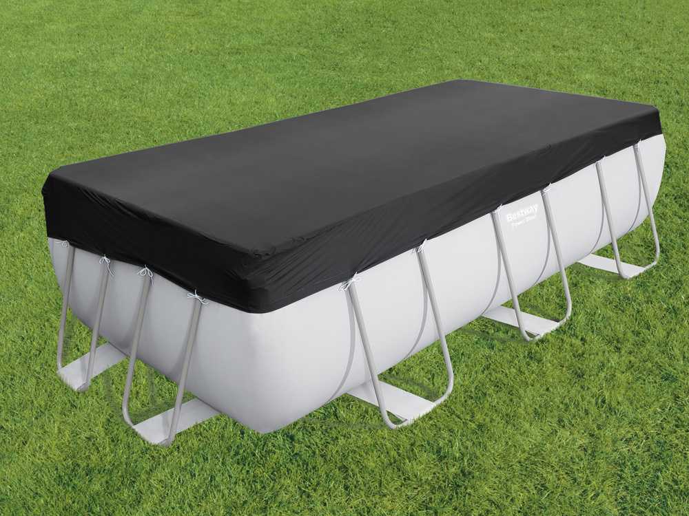 Bestway® PVC baseino uždangalas 396 x 185 cm, juodas, kvadratinis