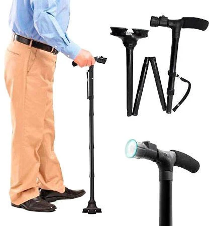 Lazda su LED žibintu ir atrama, reguliuojama, sulankstoma