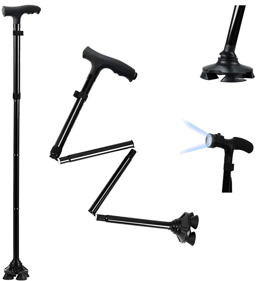 Lazda su LED žibintu ir atrama, reguliuojama, sulankstoma