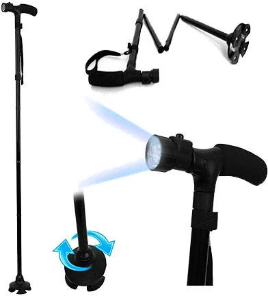 Lazda su LED žibintu ir atrama, reguliuojama, sulankstoma