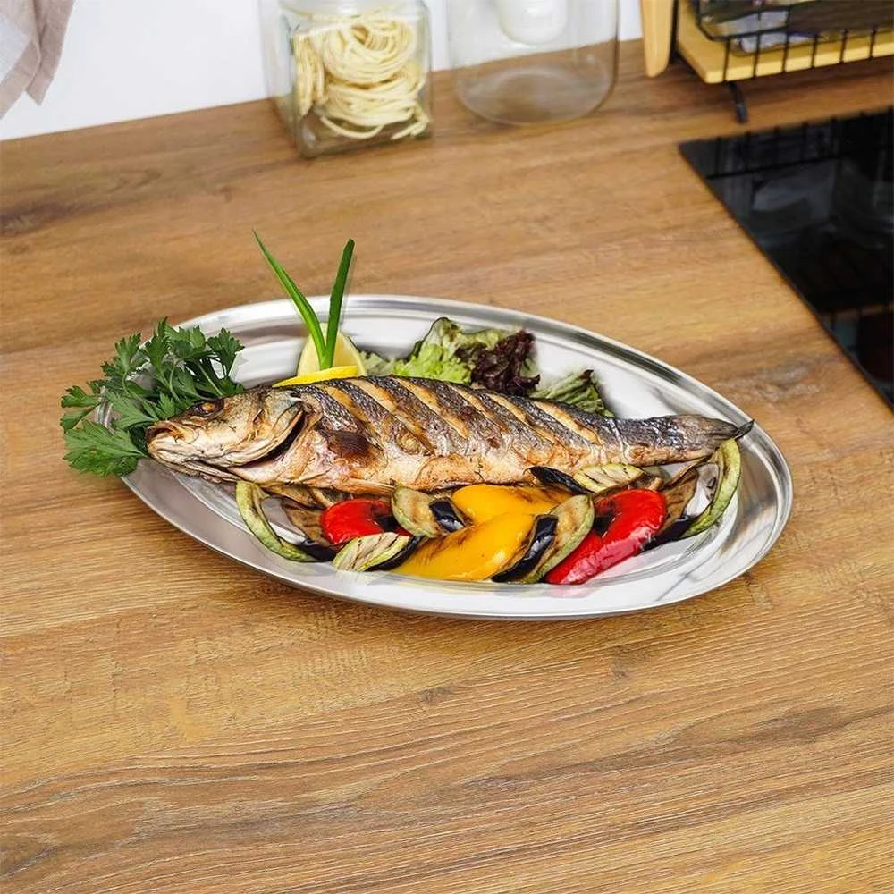 Excellent Houseware Plieninė serviravimo lėkštė ovali 3 vnt. - 44.5x29 cm, 40x27 cm, 34x21.5 cm