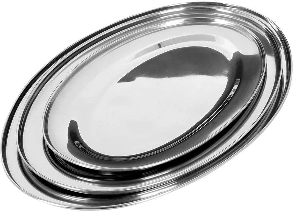 Excellent Houseware Plieninė serviravimo lėkštė ovali 3 vnt. - 44.5x29 cm, 40x27 cm, 34x21.5 cm
