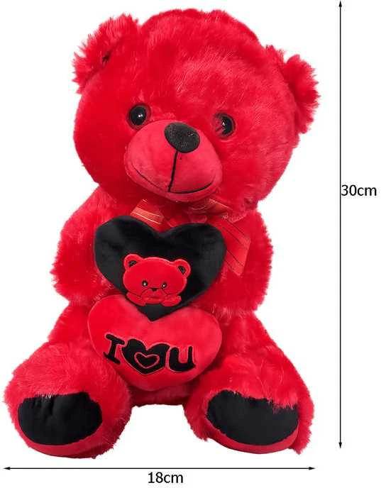 Pliušinis meškutis su „I love you“ širdiele