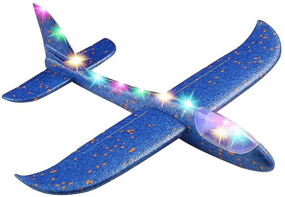 Polistireninis lėktuvas su LED apšvietimu 47 cm mėlynas