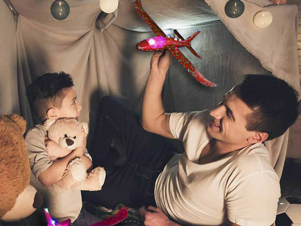 Polistireninis lėktuvėlis LED apšvietimu 47cm raudonas