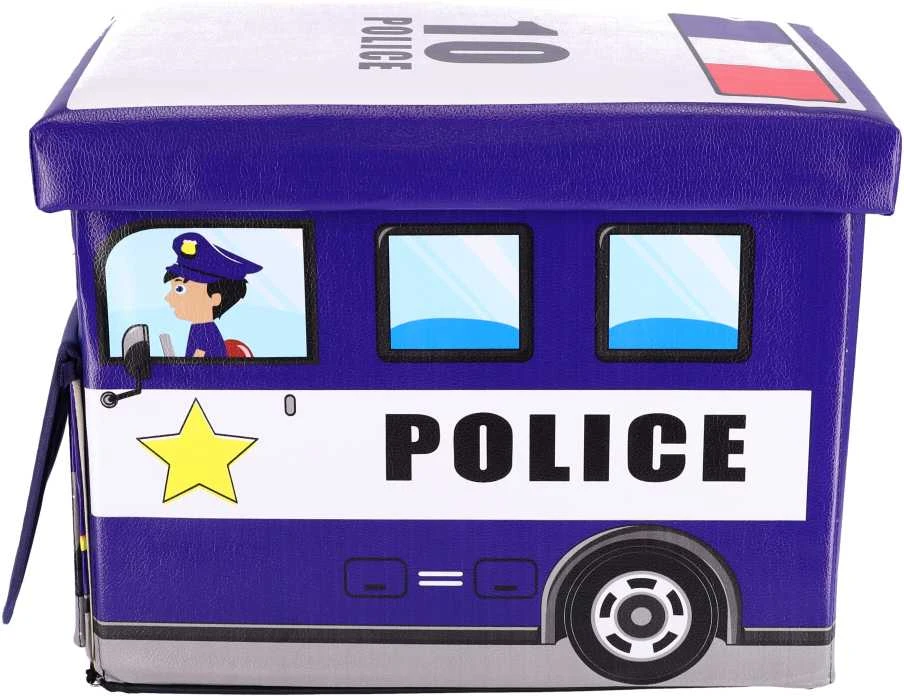 „Pouf“ žaislų konteineris - policijos automobilis