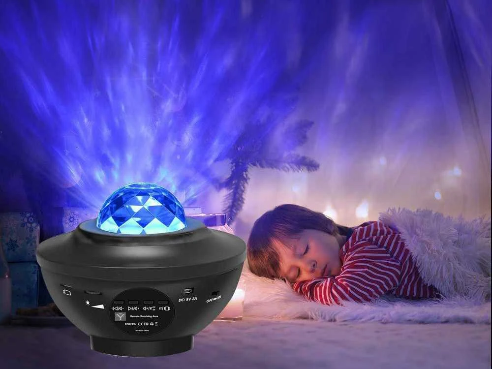 Žvaigždžių projektorius su LED RGB ir nuotolinio valdymo pultu