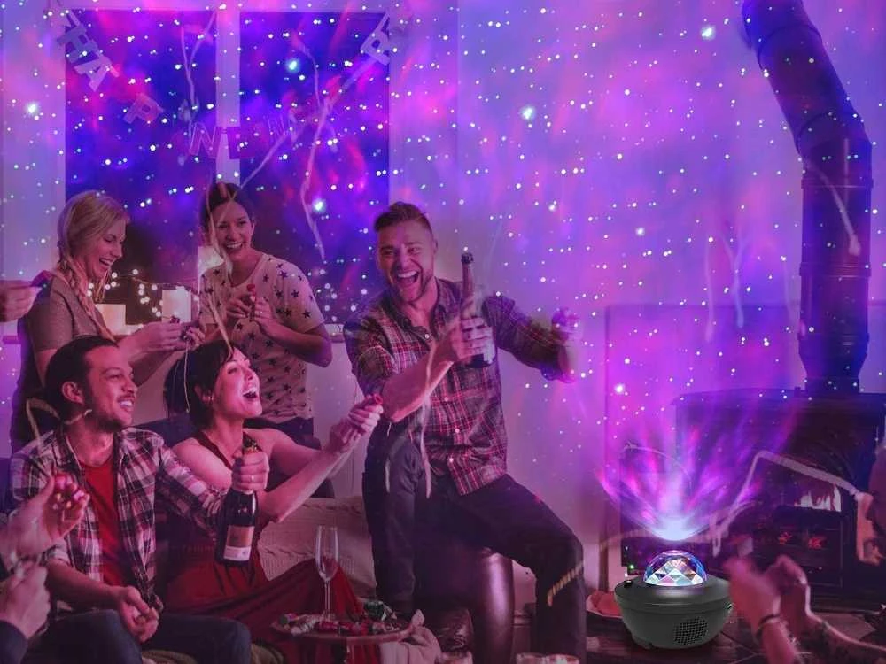 Žvaigždžių projektorius su LED RGB ir nuotolinio valdymo pultu