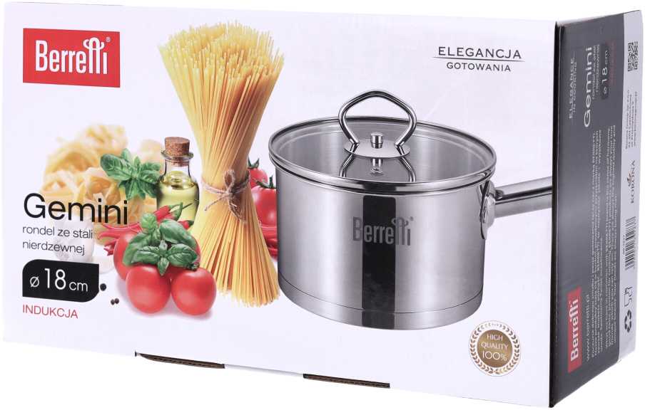Puodis su nerūdijančio plieno dangčiu Dvynių berretti, 18 cm