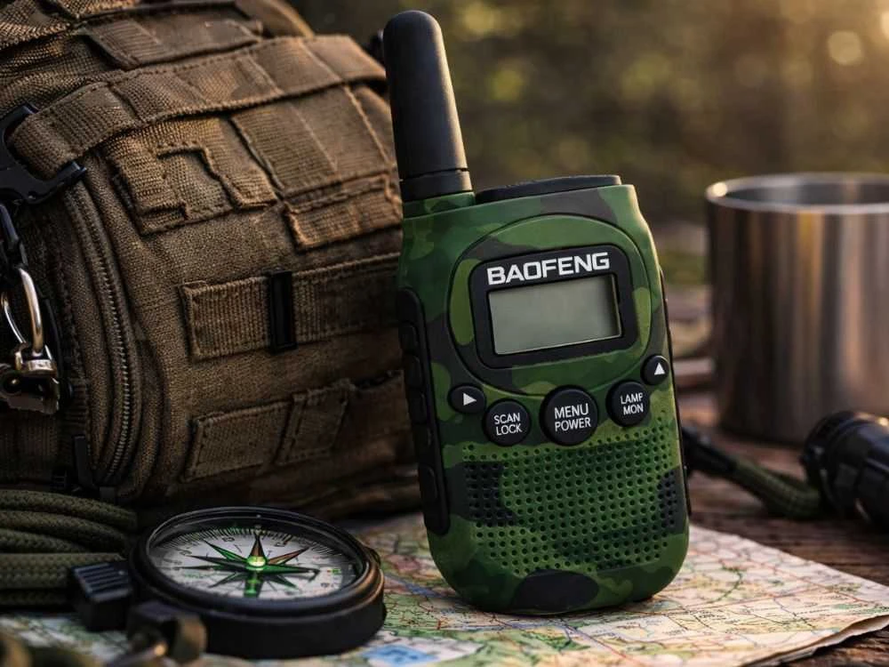 Racijų rinkinys: 2 vnt. „baofeng bf-t6“ trumpojo nuotolio radijų, didelis veikimo nuotolis iki 2 km, žibintuvėlis, 1500 mah
