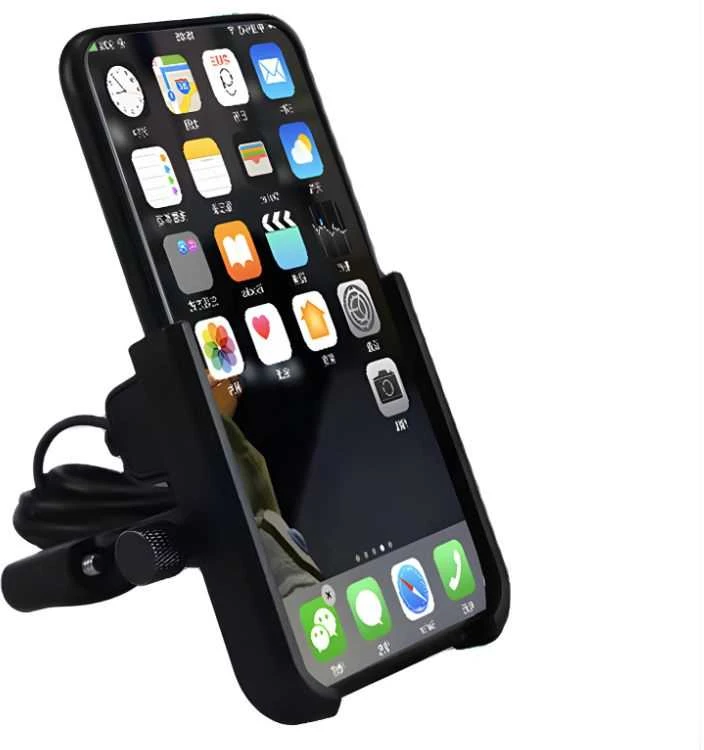 Reguliuojamas motociklo telefono laikiklis su USB įkrovimu