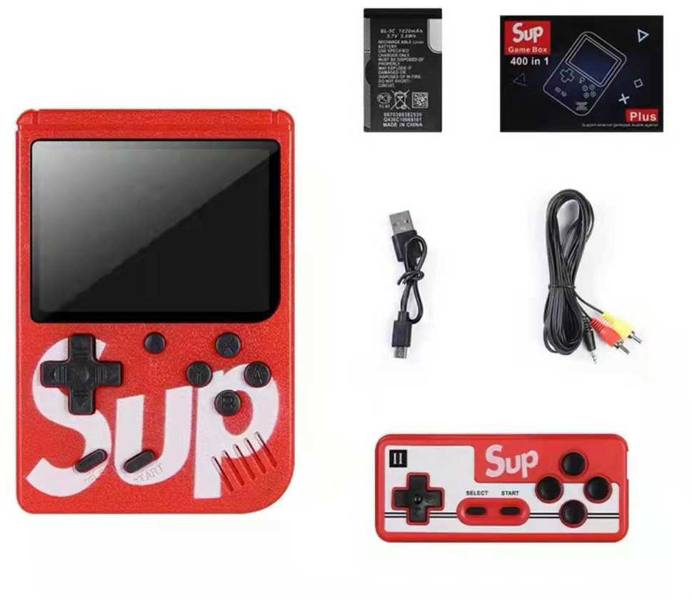Retro Žaidimų Konsolė "SP 400 - Mini" Nešiojama (Dviem Žaidėjams) - Raudona