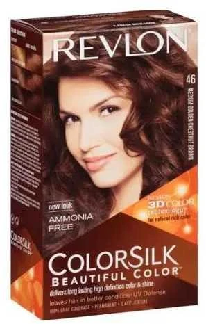 Plaukų dažai "Revlon Colorsilk" be amoniako 46 Vidutinio aukso kaštono rudos spalvos