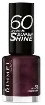 Rimmel London 60 Seconds Super Shine Nagų lakas Moterims 8 ml, 345 Black Cherries
