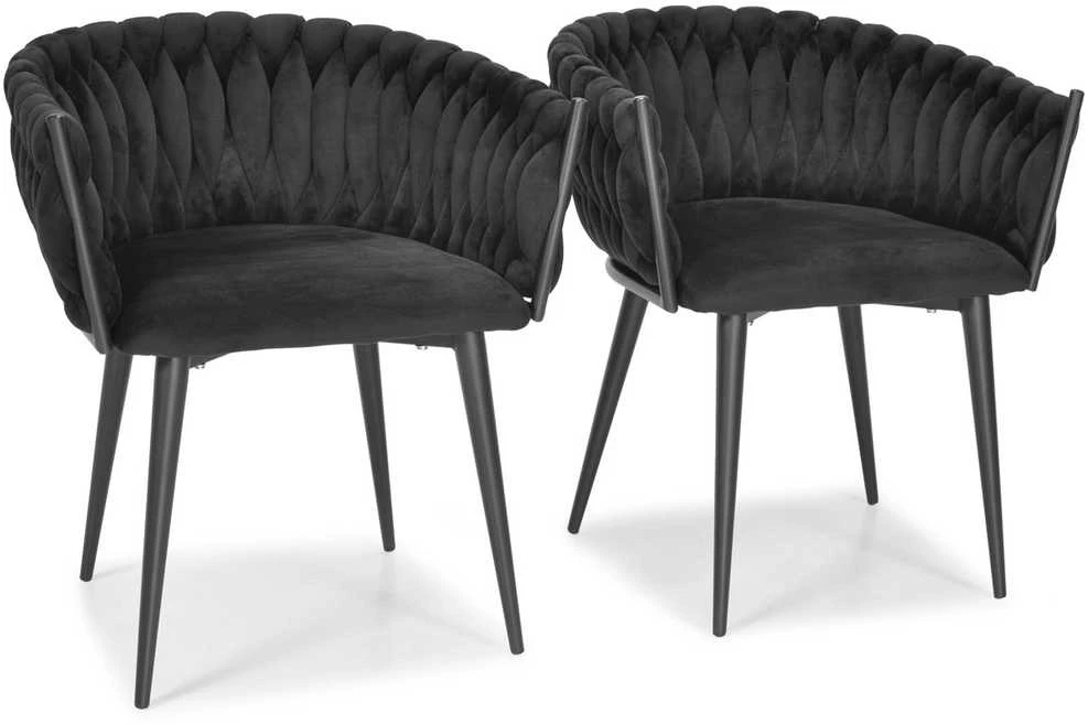 „Kochni Glamour Modern Velvet“ svetainės kėdė su juodomis kojomis ir juodu aksomu