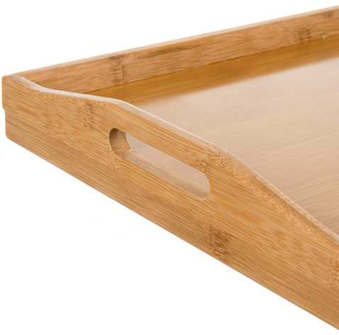 RUHHY Nešiojamas pusryčių stalas 25052 - 5kg talpa, sulankstomas, natūralus bambukas