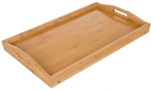 RUHHY Nešiojamas pusryčių stalas 25052 - 5kg talpa, sulankstomas, natūralus bambukas