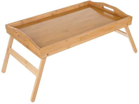 RUHHY Nešiojamas pusryčių stalas 25052 - 5kg talpa, sulankstomas, natūralus bambukas
