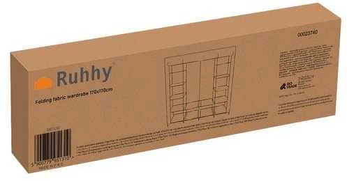 RUHHY Tekstilinis spinta 170x170cm Juoda, mobilus, 14 lentynų