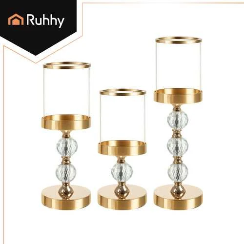 Candlestick - lantern set 3 pcs auksinis Ruhhy 26487