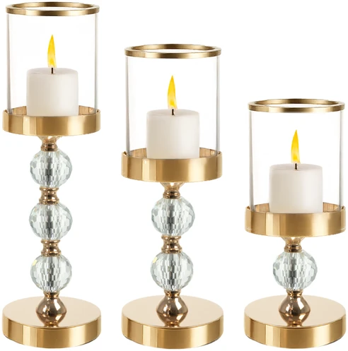 Candlestick - lantern set 3 pcs auksinis Ruhhy 26487