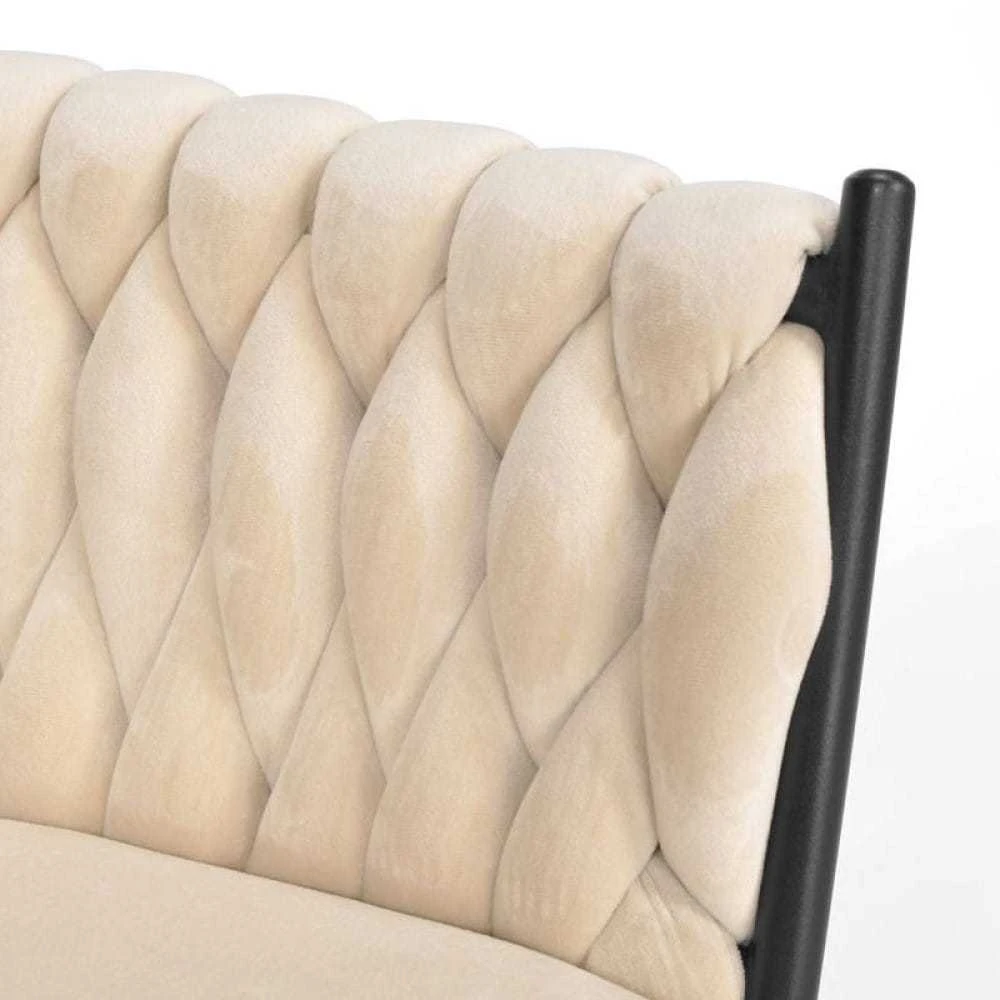rusvai gelsvas Velvet Kėdė GLAMOUR - Juodos Kojelės, Pintas Modernus Dizainas