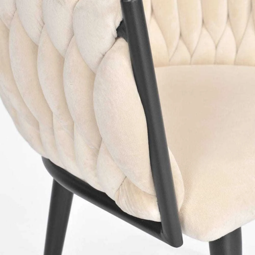 rusvai gelsvas Velvet Kėdė GLAMOUR - Juodos Kojelės, Pintas Modernus Dizainas