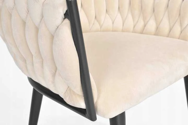 rusvai gelsvas Velvet Kėdė GLAMOUR - Juodos Kojelės, Pintas Modernus Dizainas