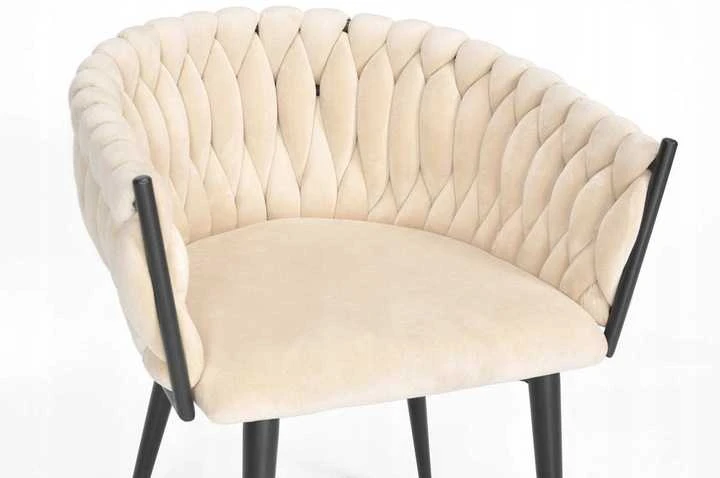 rusvai gelsvas Velvet Kėdė GLAMOUR - Juodos Kojelės, Pintas Modernus Dizainas