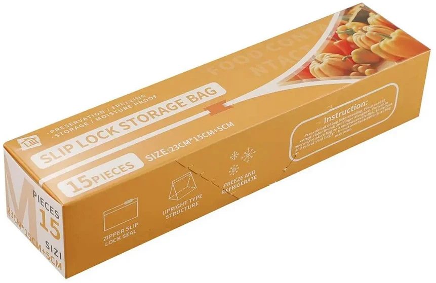 Plastikiniai maišeliai su užtrauktuku maistui, 1200 ml, 15 vnt.