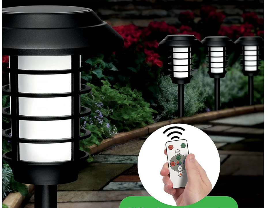 Saulės sodo lempa su RGB valdymu, IP65, ABS
