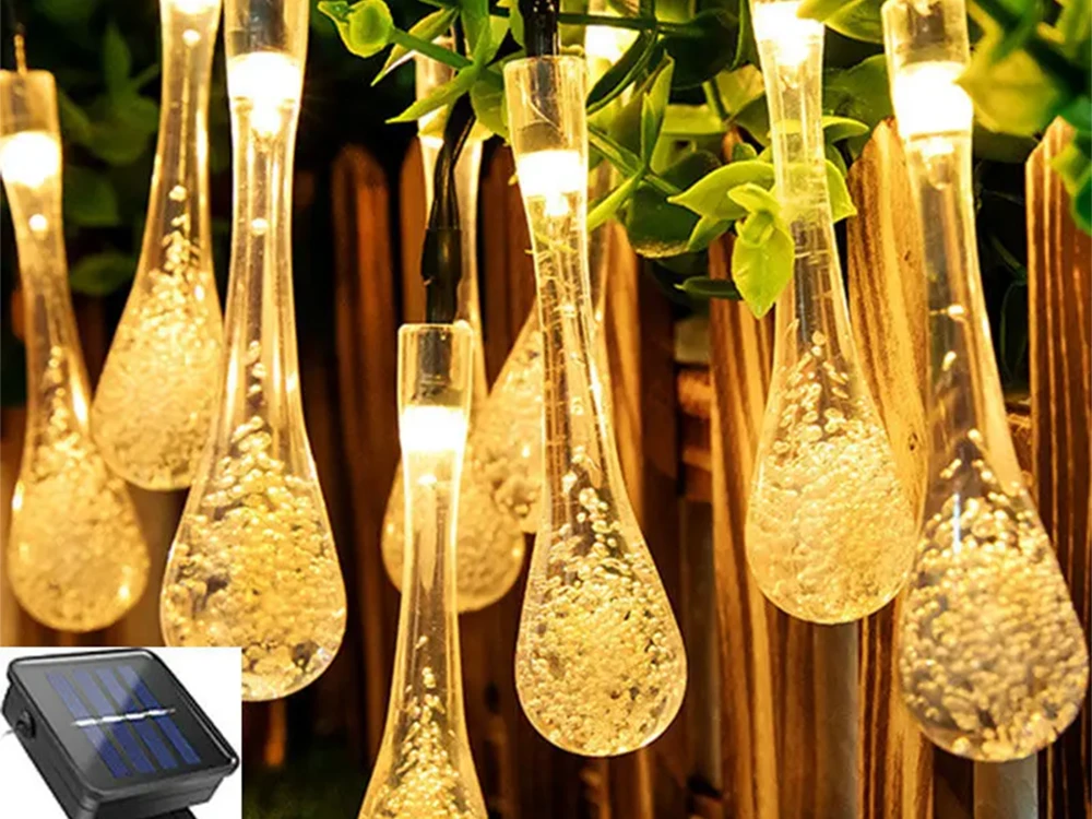Saulės energija maitinama girlianda su 20 LED lempučių