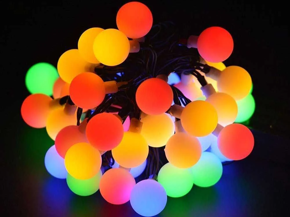 Sodo girliandos saulės žibintai kamuoliukai - 20vnt.