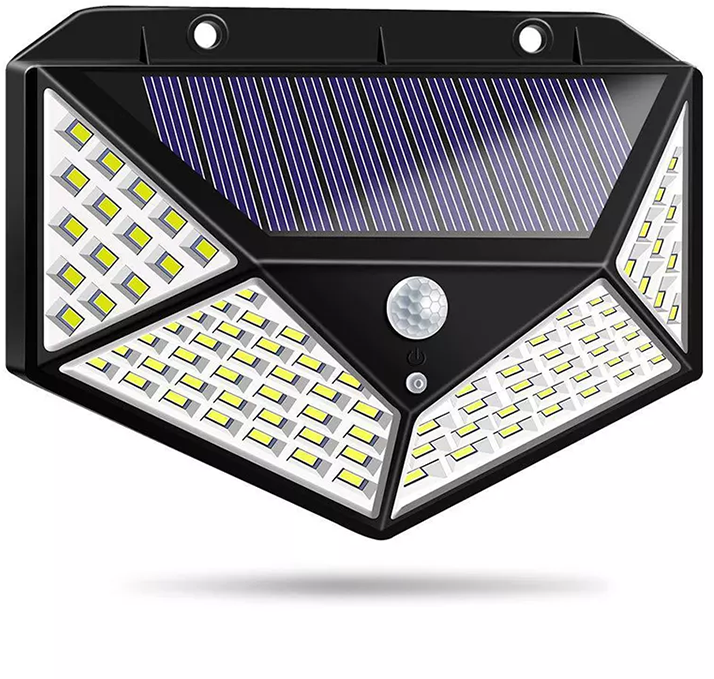 Saulės lempa 100 LED su judesio ir prietemos jutikliais