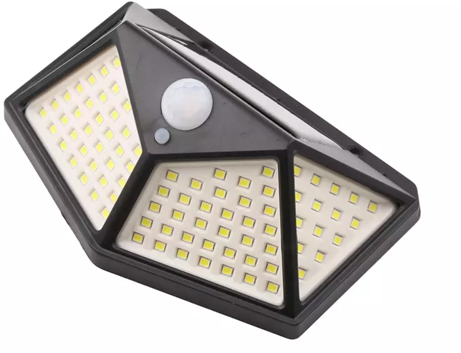 Saulės lempa 100 LED su judesio ir prietemos jutikliais