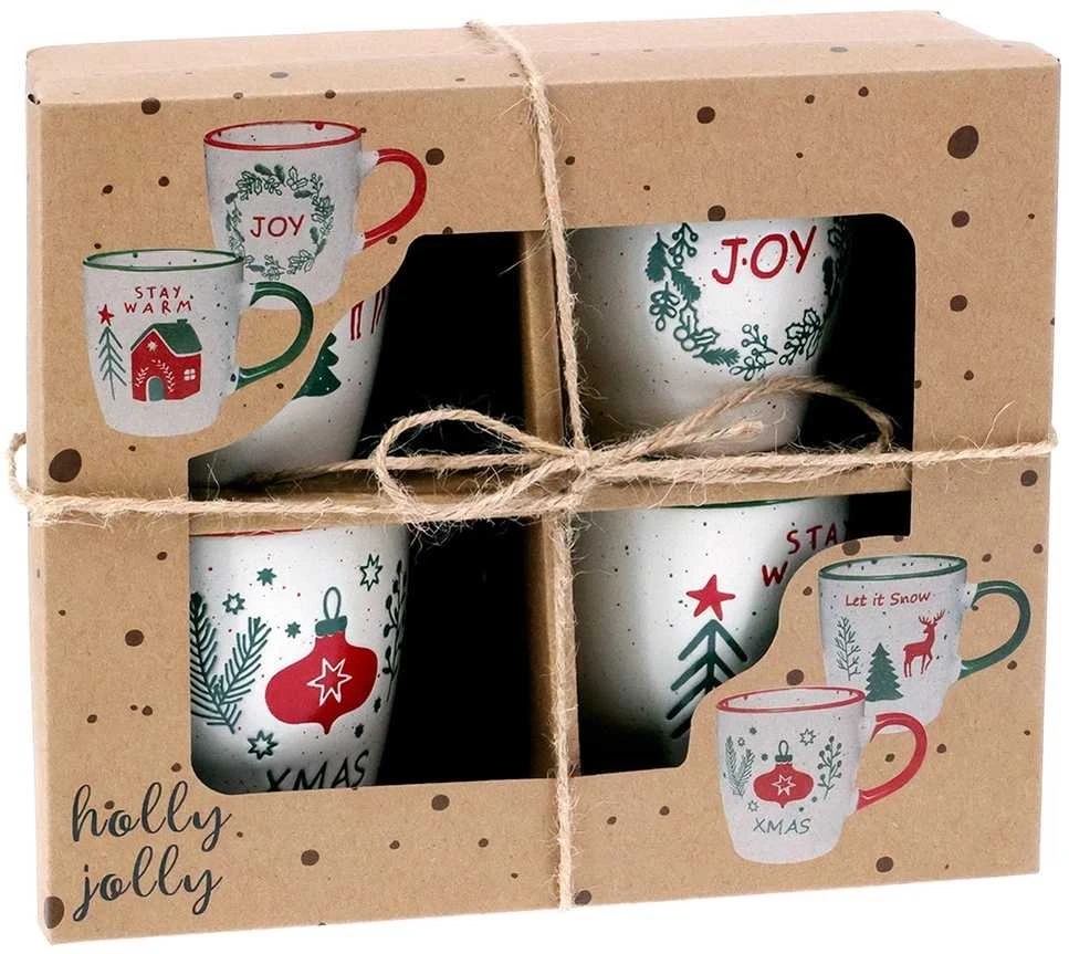 Home Styling Collection Siaki Kavos puodelių rinkinys 4 vnt 180 ml Kalėdiniai