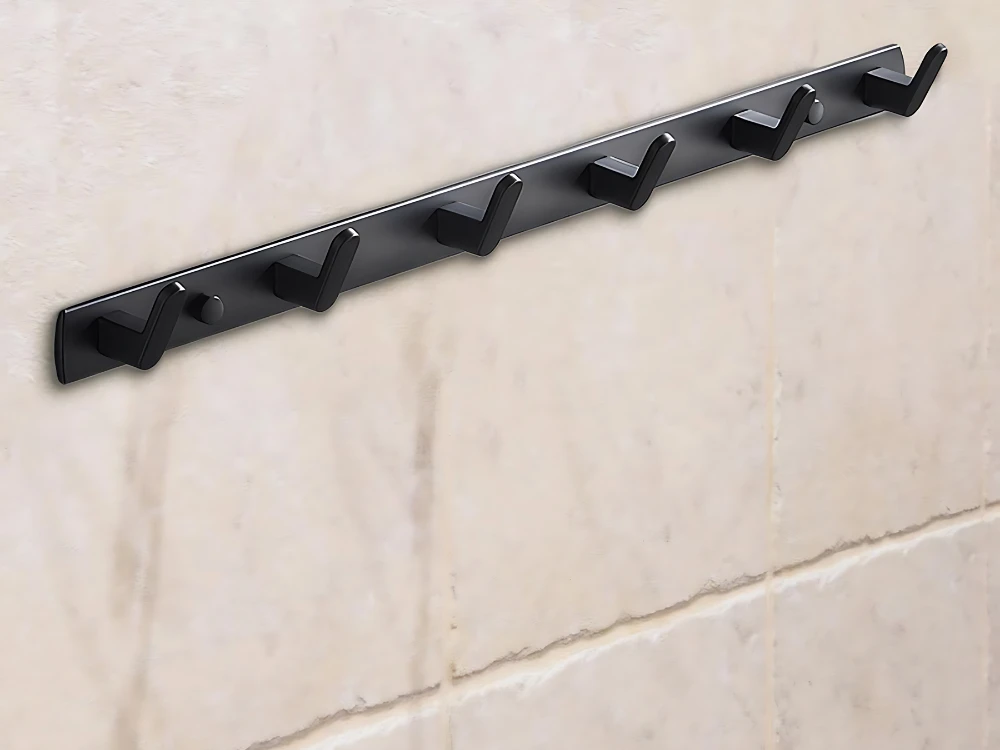 Sieninė drabužių ir rankšluosčių kabykla su 6 kabliukais, 54,5 cm