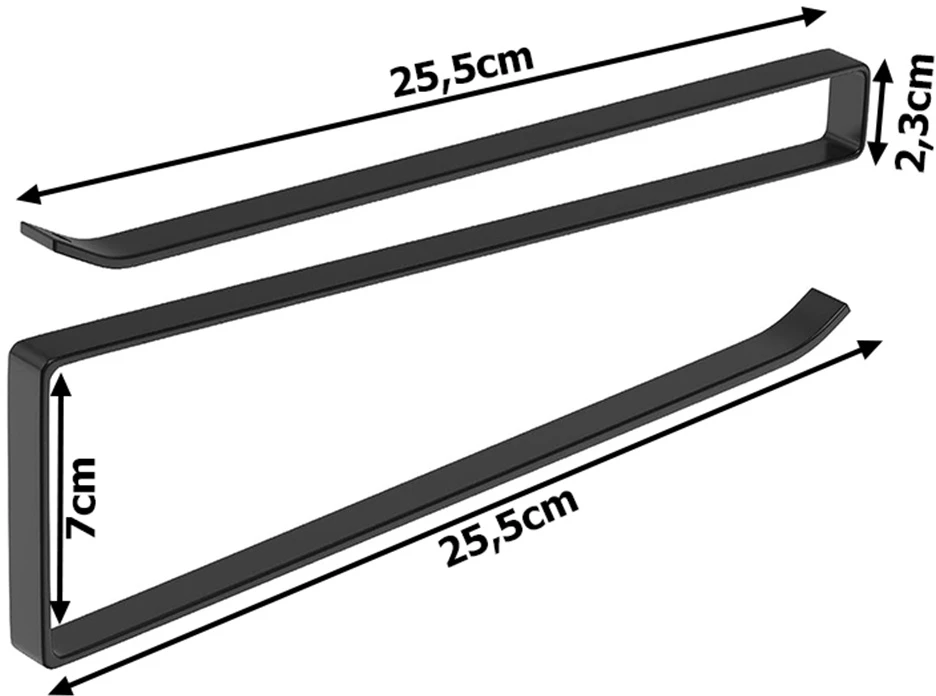 Metalinis virtuvinis rankšluosčių laikiklis, juodas, 25,5 cm