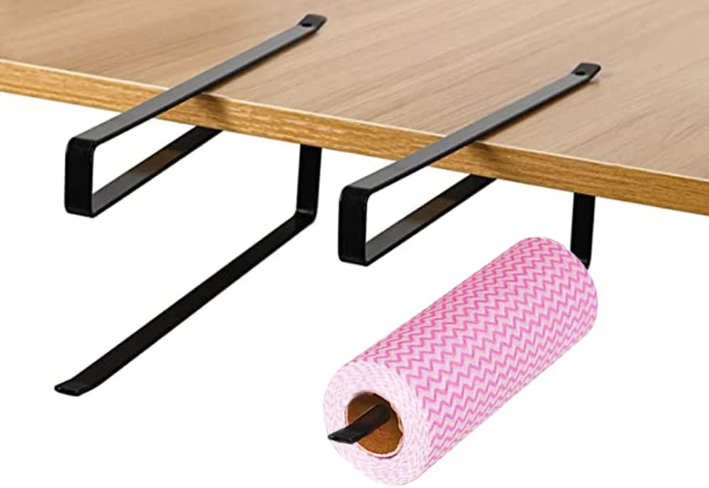 Metalinis virtuvinis rankšluosčių laikiklis, juodas, 25,5 cm