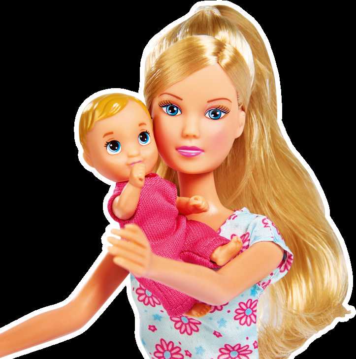 Simba Steffi Love Mama Doll vaiko kambaryje, kuriame yra 3 vaikai 28 elementai.