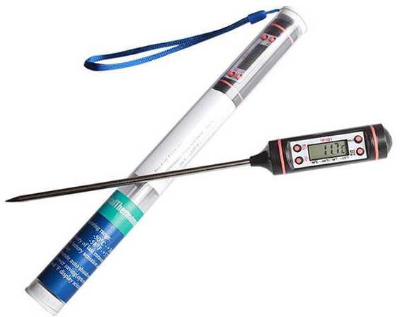 Virtuvinis termometras su LCD ekranu ir nerūdijančio plieno sonda