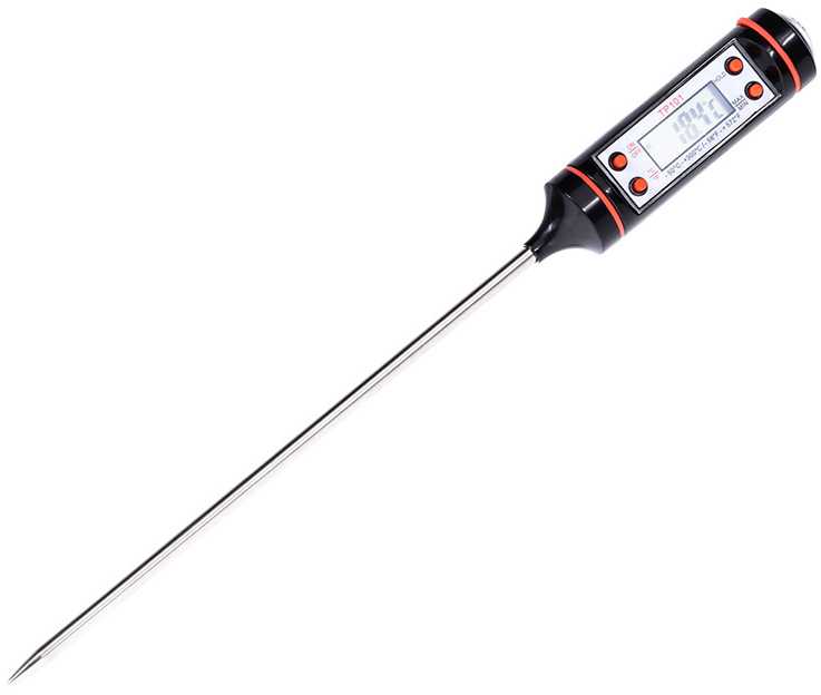 Virtuvinis termometras su LCD ekranu ir nerūdijančio plieno sonda