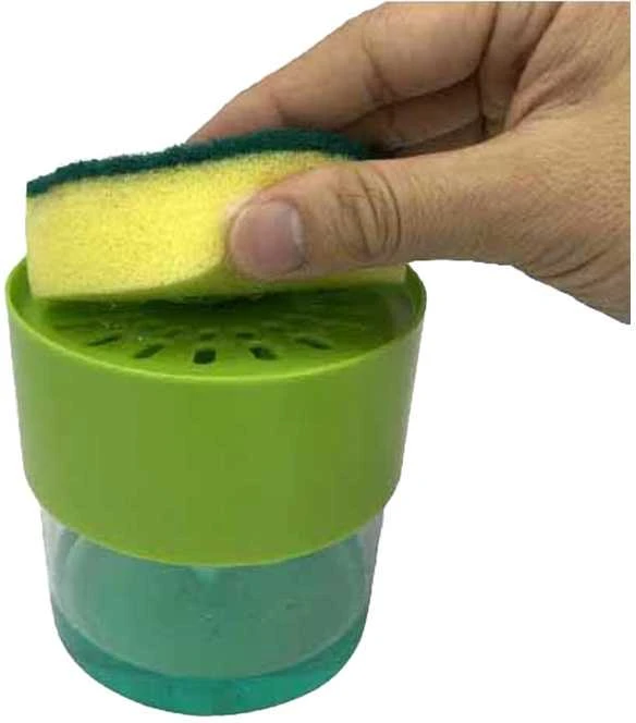 Indų ploviklio dozatorius su kempinėle, 500ml, žalias