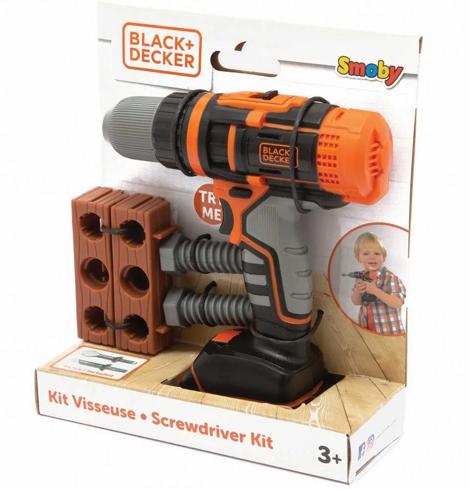 Black & Decker Juodas & Decker „Smoby Juodas & Decker Electronic Driller-CRUSTR“ su plyta